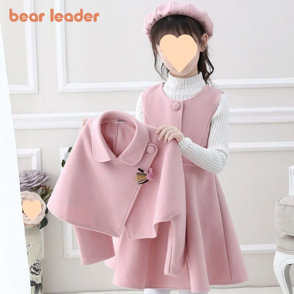 bear-leader-new-year's-girls-clothes-spring-autumn-solid-color-long-sleeve-collar-coat-sleeveless-dress-hat-fashion-3-piece-set