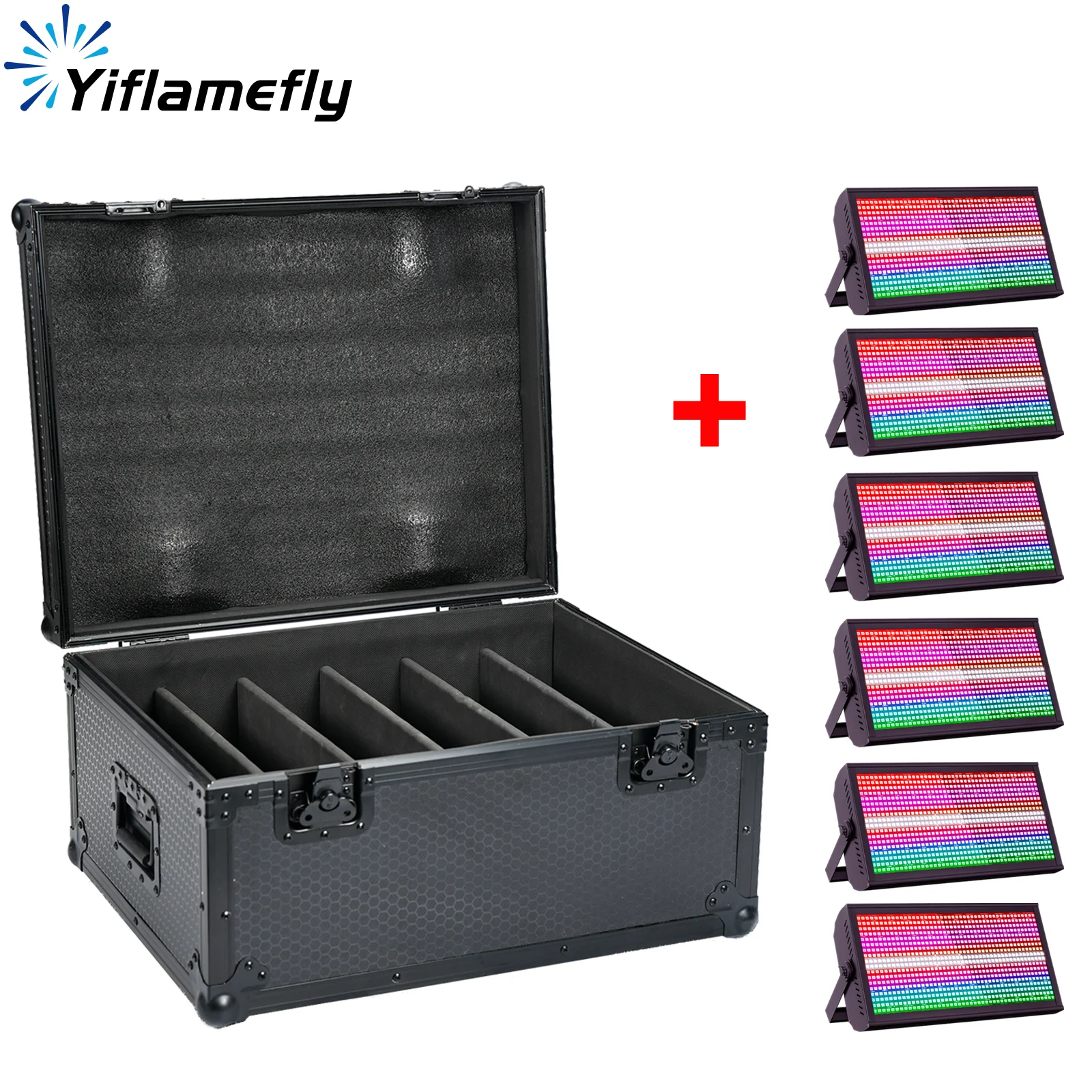Yiflamefly 6 قطعة 200 واط LED 48 + 8 قطعة ضوء إحترافي مع Flightcase RGBW أضواء للمسرح ومجموعة علبة الطيران لعرض حفلات DJ ديسكو #1