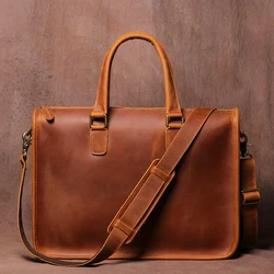 Männer Tasche Crazy Horse Leder Männer Aktentasche für Laptop 14 Messenger männer Leder Business Büro Tasche A4 Datei