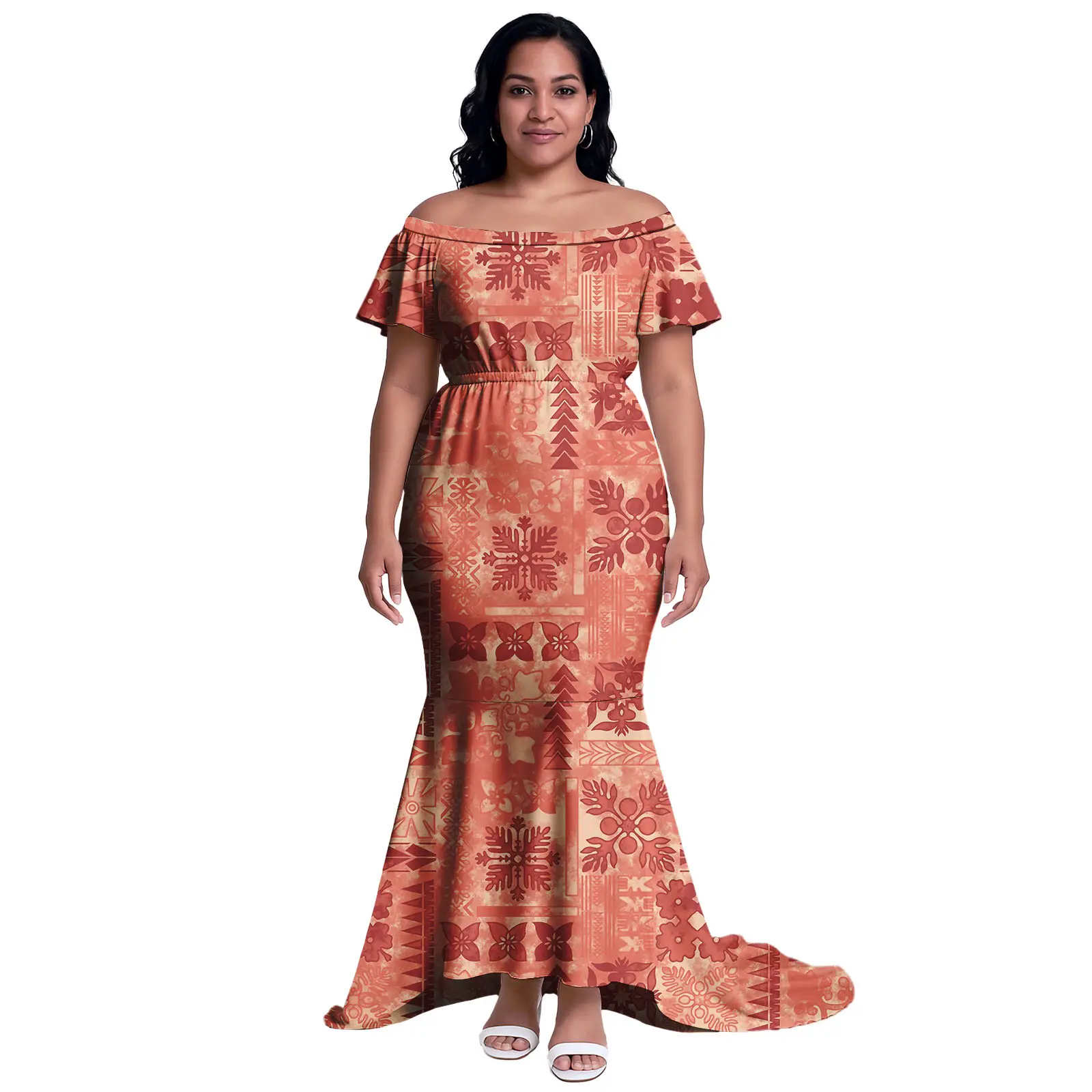 Custom High Quality Samoa Dress Polynesian Island Design Sexy One Shoulder Mermaid Elegant Plus Sizes Evening Dresses