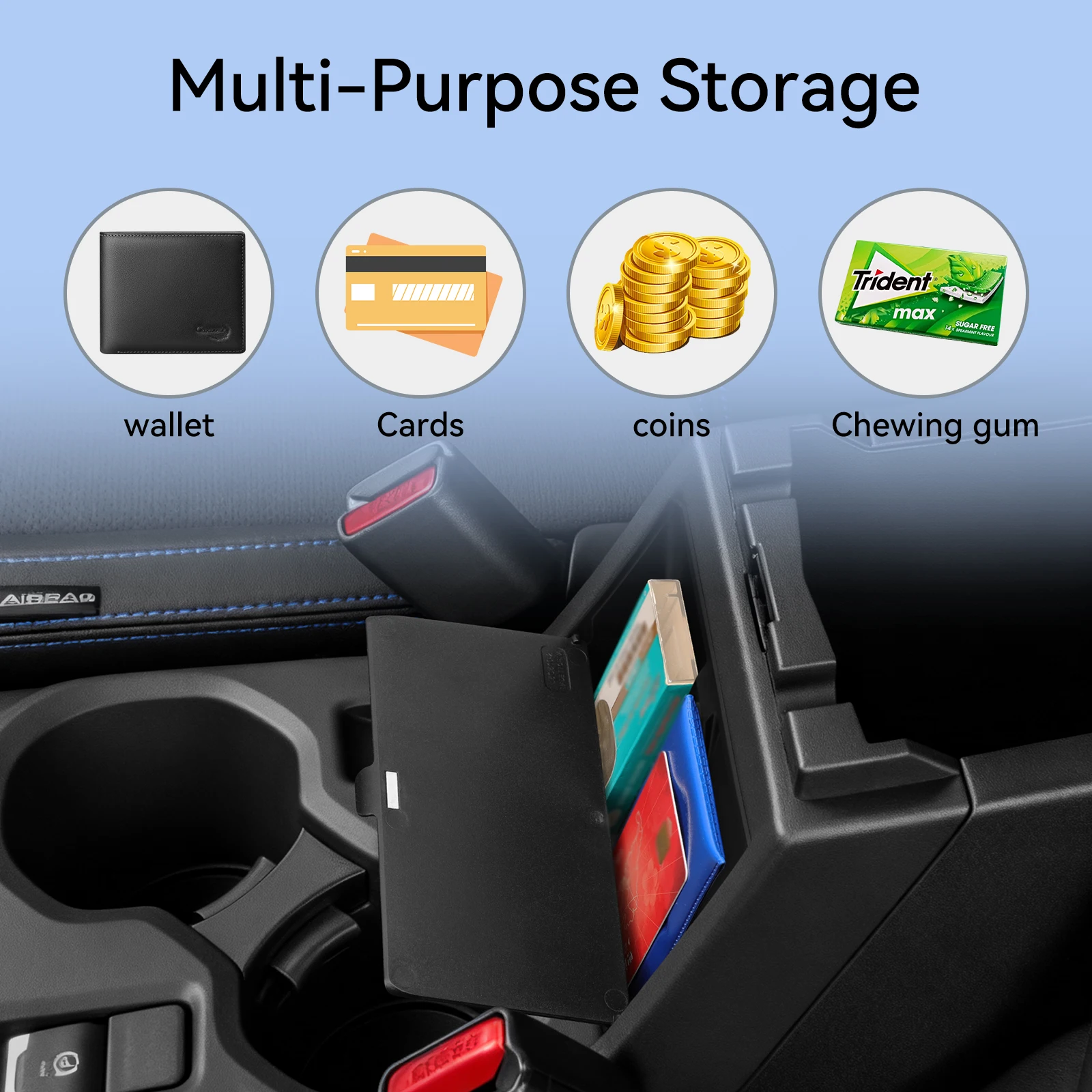 Hidden Armrest Tray Organizer for Subaru Forester 2025 2026 Black Center Console Storage Box Stowing Tidying Accessories 4