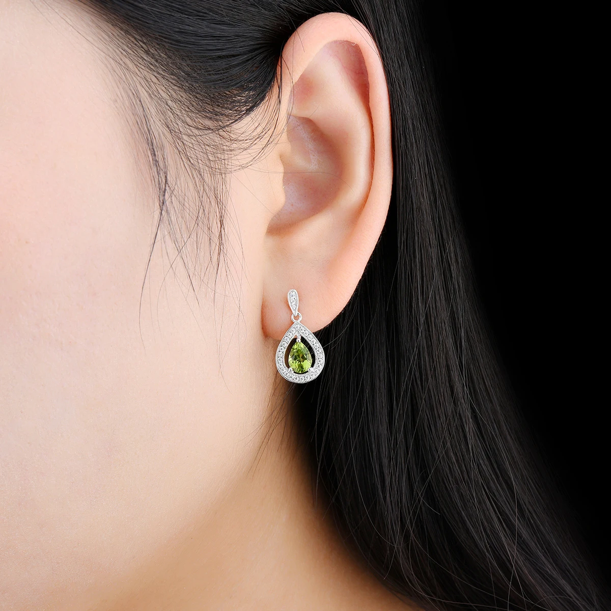 Natural Peridot Solid Sterling Silver Stud Earring 1.4 Carats Genuine Birthstone Classic Romantic Fine Jewelry Design S925 Gifts