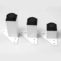 1 Uds. Patas para muebles, patas ajustables en blanco y negro, patas cuadradas para gabinete, patas de gabinete de aleación de aluminio, patas para gabinete de baño