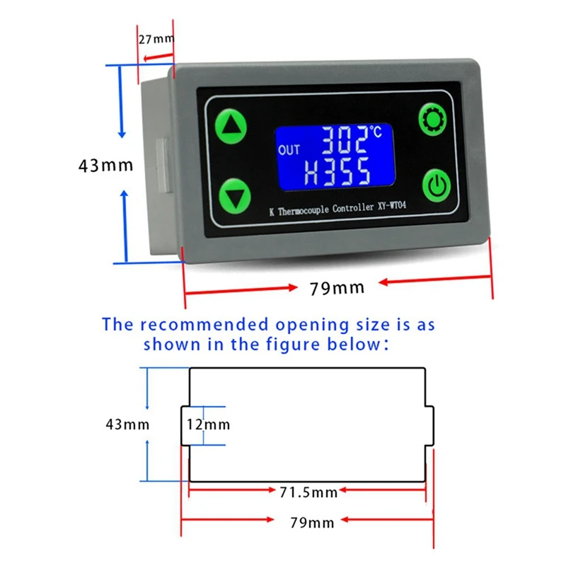 2X XY-WT04 High Temperature Digital Thermostat K-Type Thermocouple High Temperature Controller -99-999 Degrees