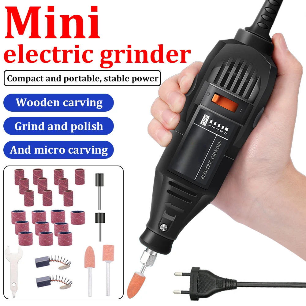 Mini Broca Elétrica Moagem Conjunto de Ferramentas Moedor Rotativo Corte Versátil Polimento Lixadeira Kit de Ferramentas Bits Potência 180w