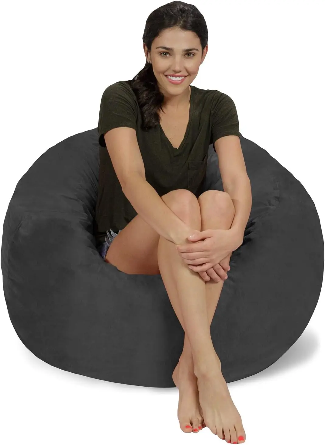 Sack Memory Foam Bean Bag Chair, 3-Feet, Charcoal Micro Suede