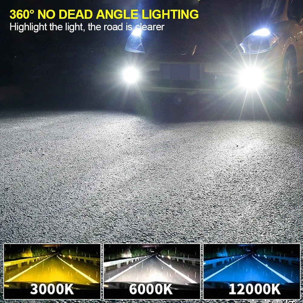 1/2X H4 H7 LED المصباح لمبة H11 H8 H9 H10 H1 H3 سيارة الضباب مصابيح كهربائية 9005 9006 السيارات القيادة تشغيل مصابيح 12000LM 80 واط 12 فولت