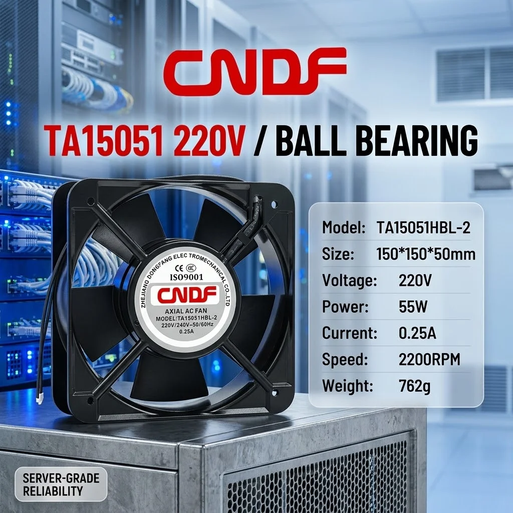 For CNDF TA12038HBL-2 AC 220V 0.14A 12038 120x120x38mm 2000RPM Dual Ball Bearing Metal Frame Server Inverter Chassis Cooler Fans