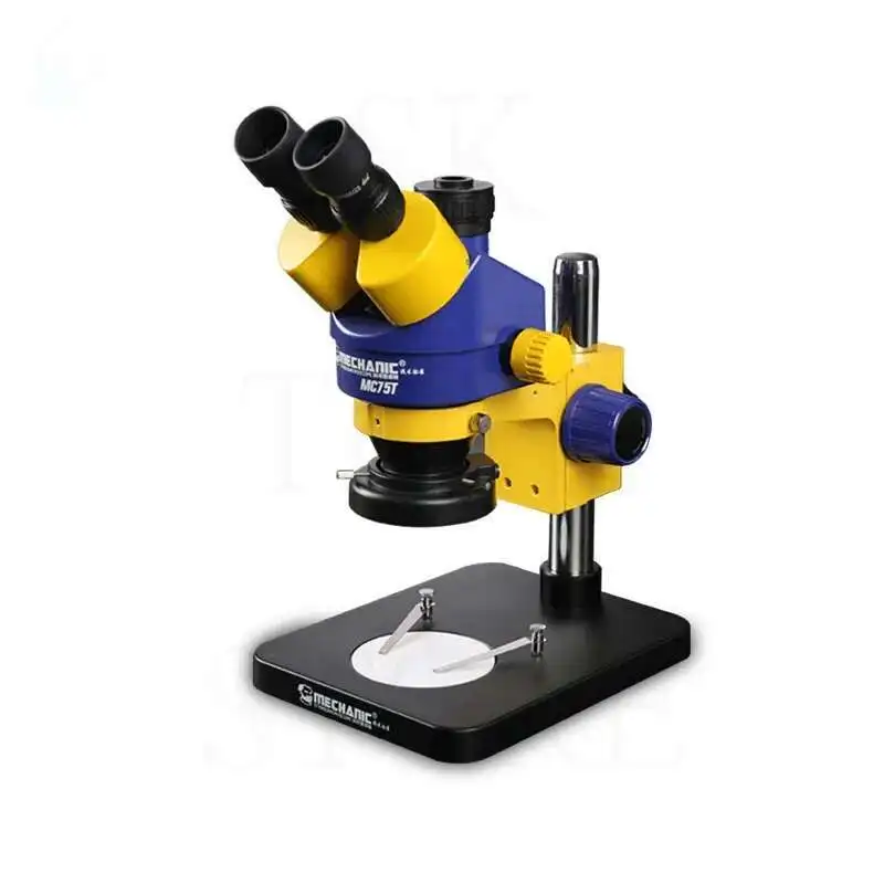 Mechanic MC75T 7-45X Trinocular Stereo Zoom Microscope Continuous Zoom MOS-500 4K Video Recording Camera With IMat Max Base