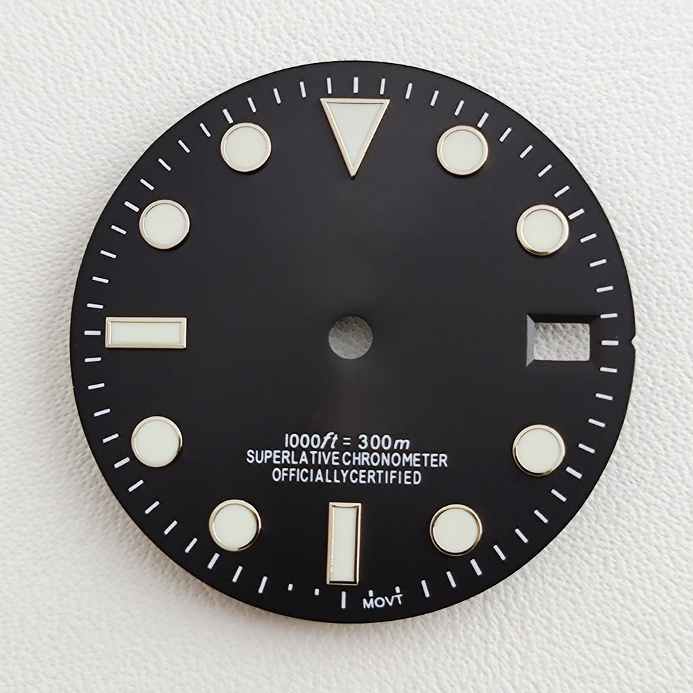 NH35 Zifferblatt 28,5 mm grün leuchtendes S-Logo SUB Mariner-Uhrenzifferblatt geeignet für NH35-Uhrwerk Uhrenzubehör Uhrenreparaturwerkzeuge – Detail 2