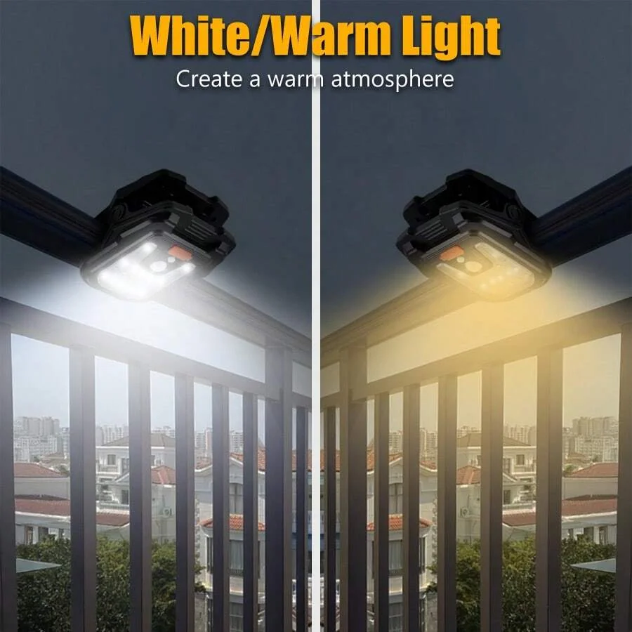 Solar Clip Light Intelligent Motion Sensor Outdoor Garden Wall Lamp IP65 Waterproof Camping Lights Rechargeable 4 Lighting Modes