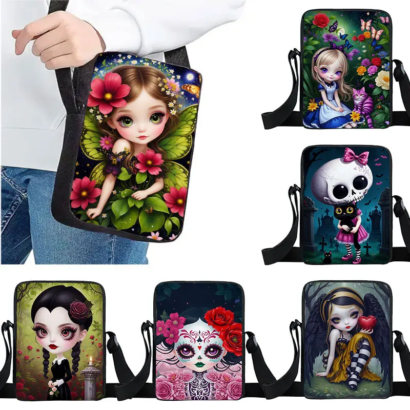 Fantasy Gothic Girs Crossbody Bag Women Handbags Fairy Angel Small Shoulder Bag for Travel Girl Messenger Book Bags Gift