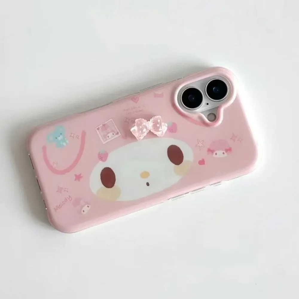 Anime Peripheral Bunny Mobile Phone Case Protective Cover for iPhone 17 16 13 15 Pro Max 14 Plus Silicone Case Girls Holiday Gif