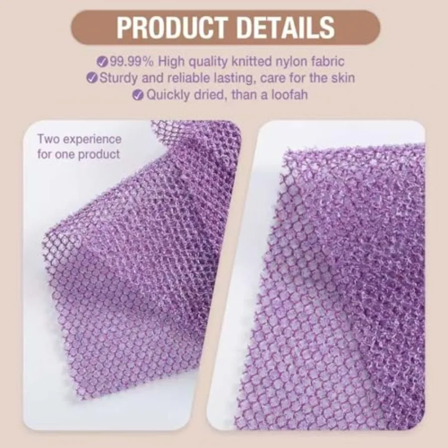 African Net Sponge Extra Long 3 Pieces, Loofah Back Scrubber for Shower, Exfoliating Washcloth and Body Scrubber, 39.37" L x 12 view 4