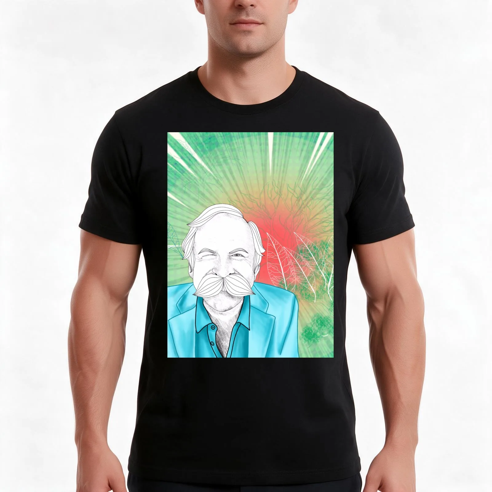 Dick Strawbridge Portrait T-Shirt, Summer Casual Cotton Tee, Oversized Streetwear Tops, Vintage Graphic Print, Unisex Men Women