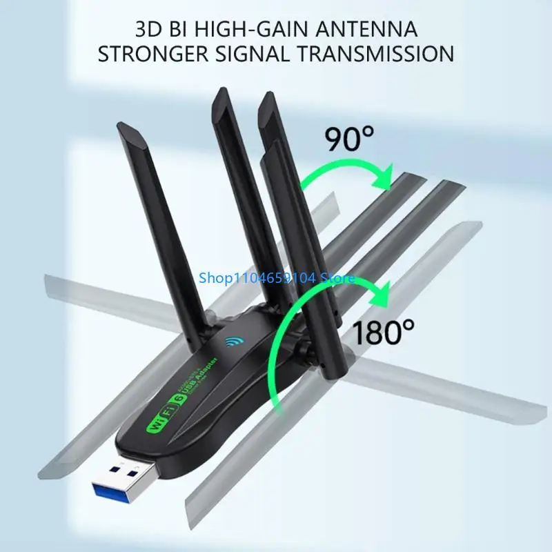 5GHz bandas AX900 USB WiFi 6 adaptadores 900Mbps enchufes conexión inalámbrica rápida y reproduce carcasa a prueba