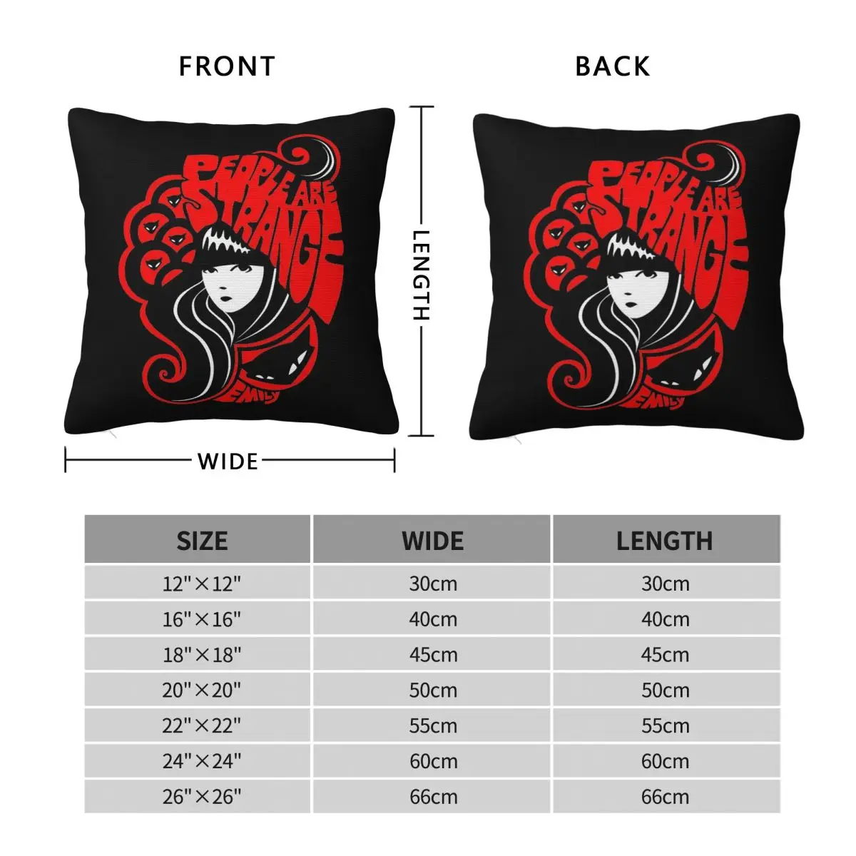 Comics Emily The Strange Square Pillowcase Cushion Cover Pillow Case Throw Pillow Cover for Home Sofa Living Room