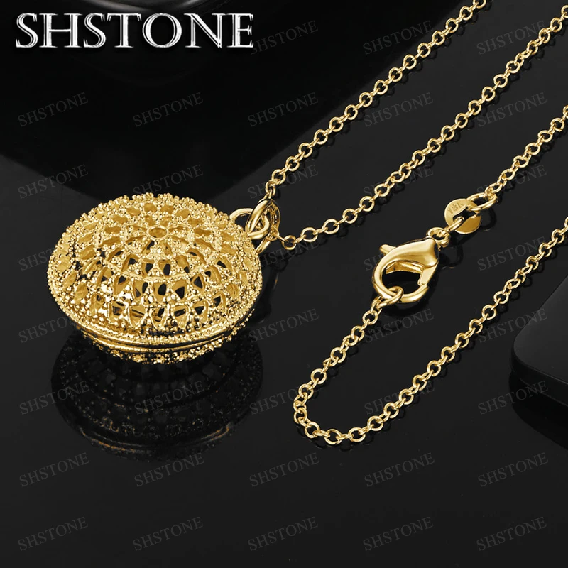 18K Gold Pattern Circular Pendant Necklace For Women necklaces Fashion Party Wedding Jewelry Birthday Gifts