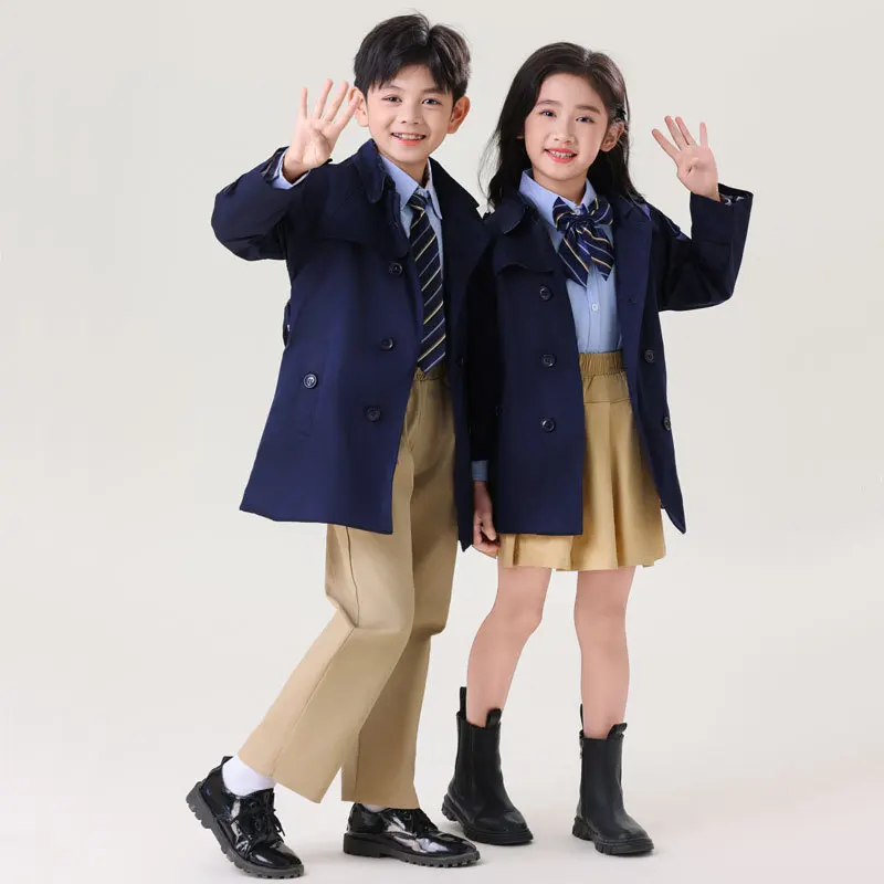 Double-Breasted Belted Trench Coat for Baby Boy Girl 2-13 Slim Fit Windbreaker Jacket Junior Classic Khaki Black Red Outerwear