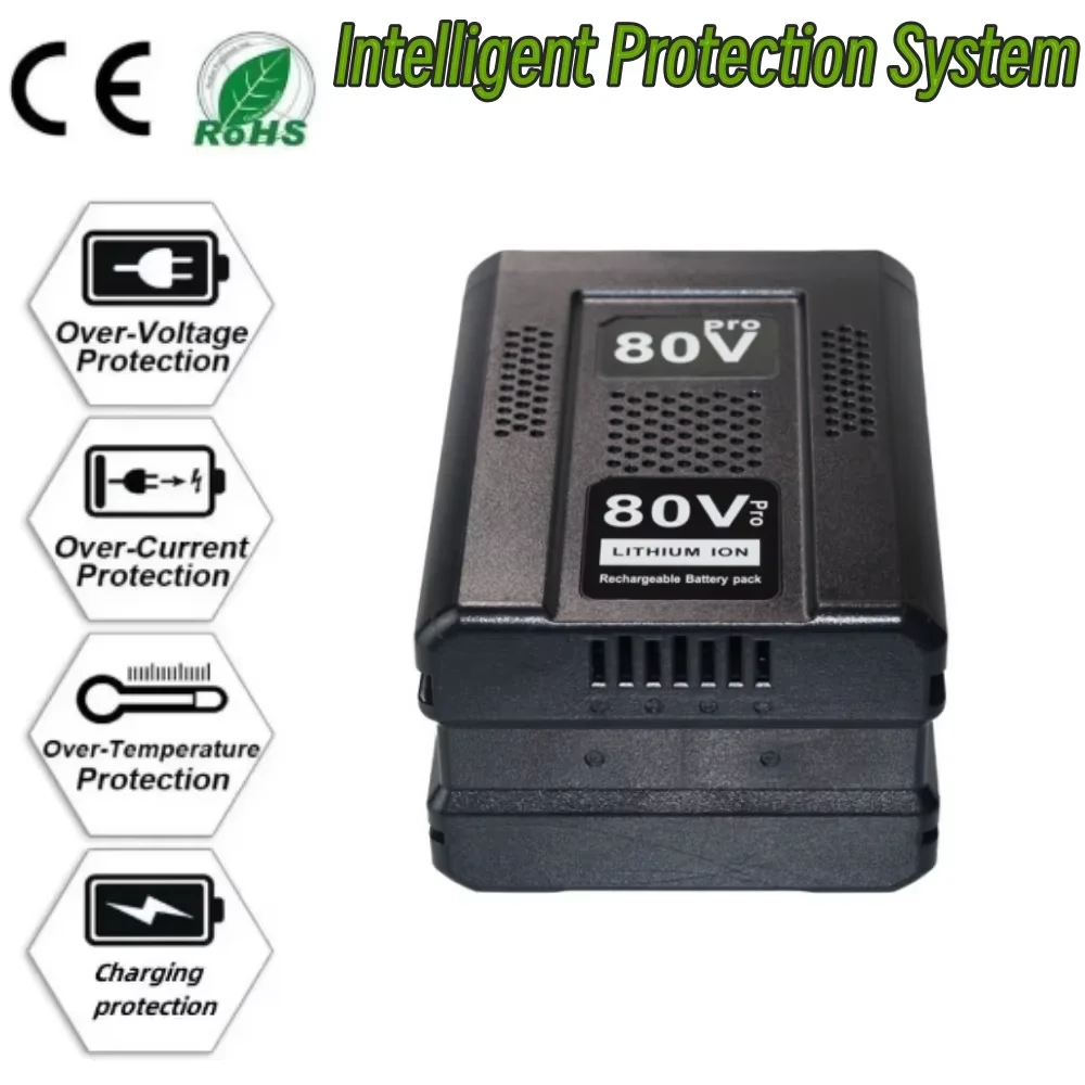 Greenworks-bateria recarregável do Lítio-íon da substituição, 6.0Ah, 80V, GBA80200, GBA80250, GBA80400, GBA80250, GBA80500