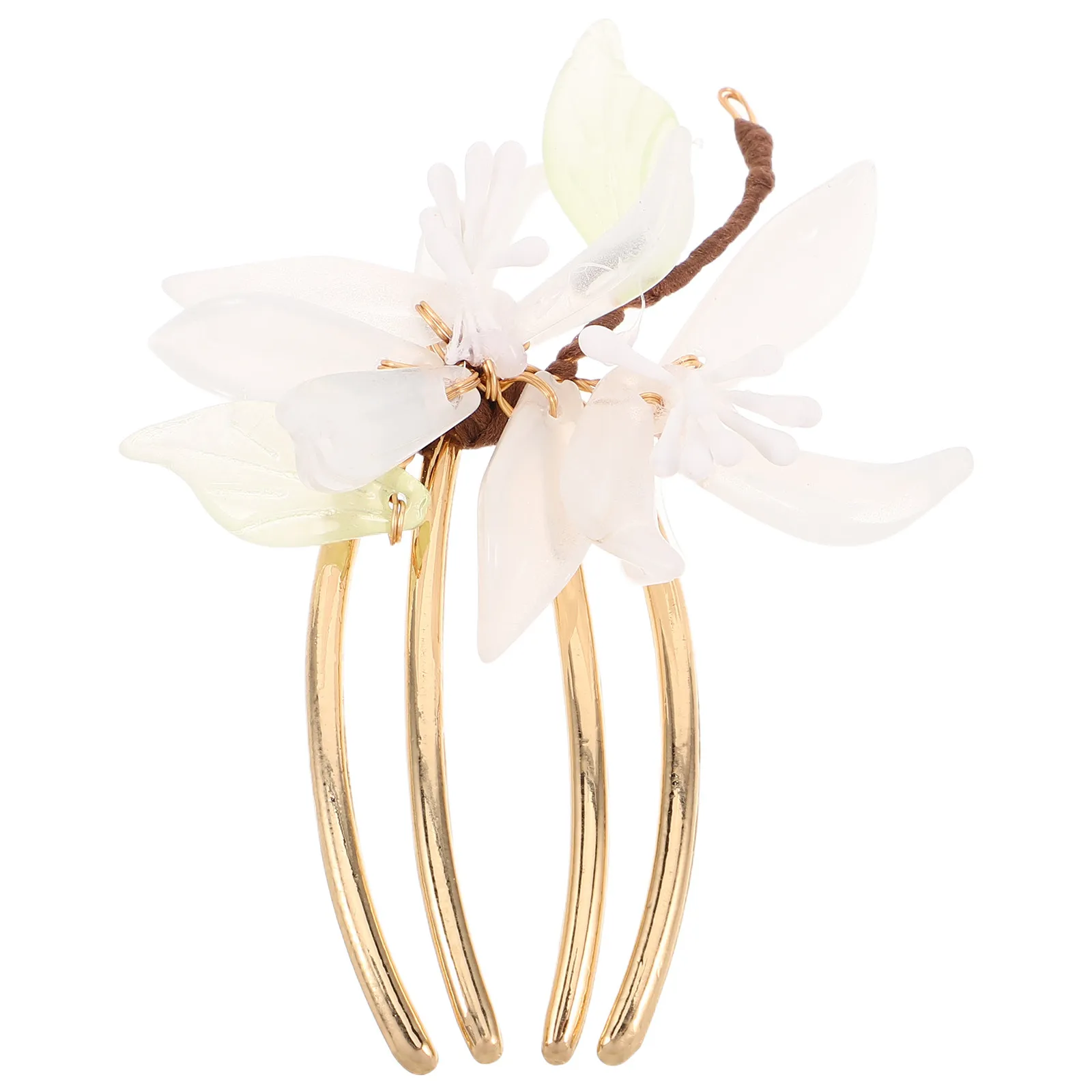 Vintage U Shaped Flower Hair Comb Pin Floral Hairpin for Wedding Evening Party Secure Hold Decorative Styling Accessories