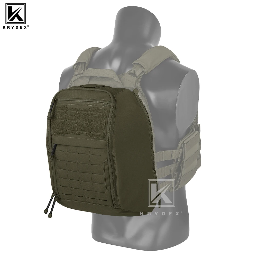 KRYDEX Tactical Zip-on Panel Back Bag Hunting MOLLE Helmet Hydration Backpack Vest Accessories for Scarab Plate Carrier Vest