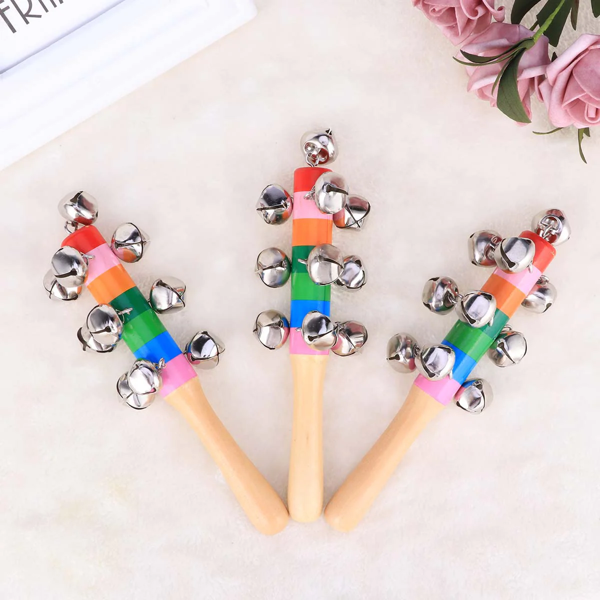 

3 Pcs Hand Jingle Bells Kids Musical Instrument Instruments Puzzle Toys Bamboo