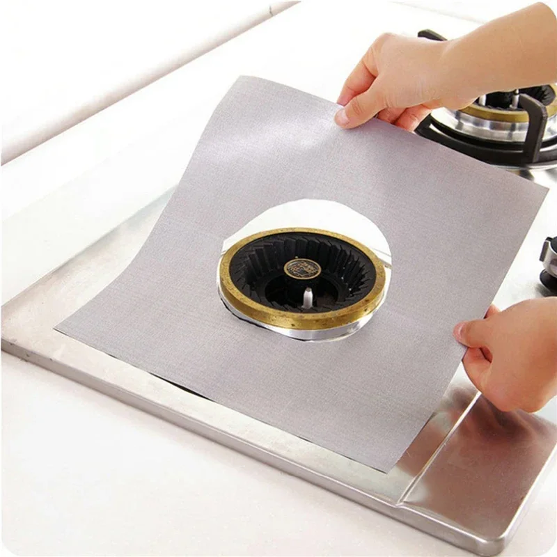 

4pcs / 1pc Reusable Fiber Gas Stove Protectors Burner Cover Liner clean Mat Stovetop Protector Pad Home Kitchen Accessories