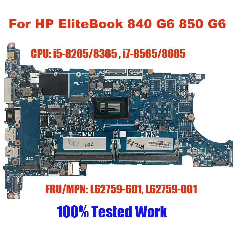 L62759-601 اللوحة الأم ل EliteBook 840 G6 850 G6 مع وحدة المعالجة المركزية i5 i7 أجزاء الكمبيوتر المحمول اللوحة الرئيسية للكمبيوتر المحمول Ddr4