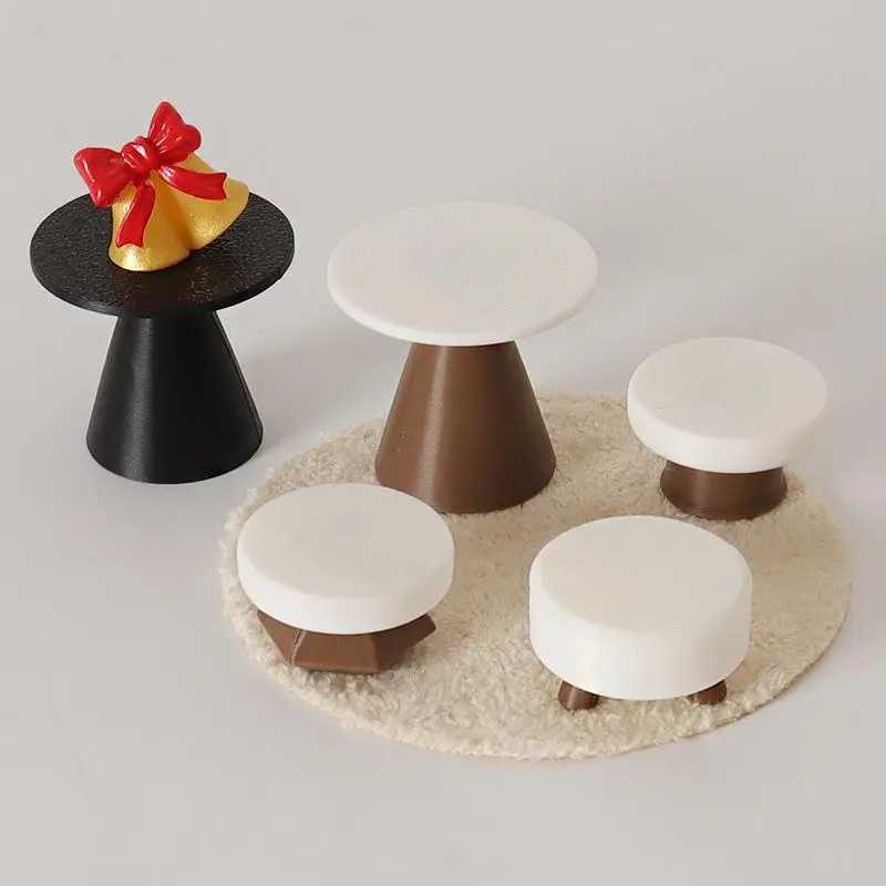 New 4Pcs Dollhouse Simulation Table Model Ornament Handmade DIY Stool Scene Home Decoration Mini Toys Doll House Accessories