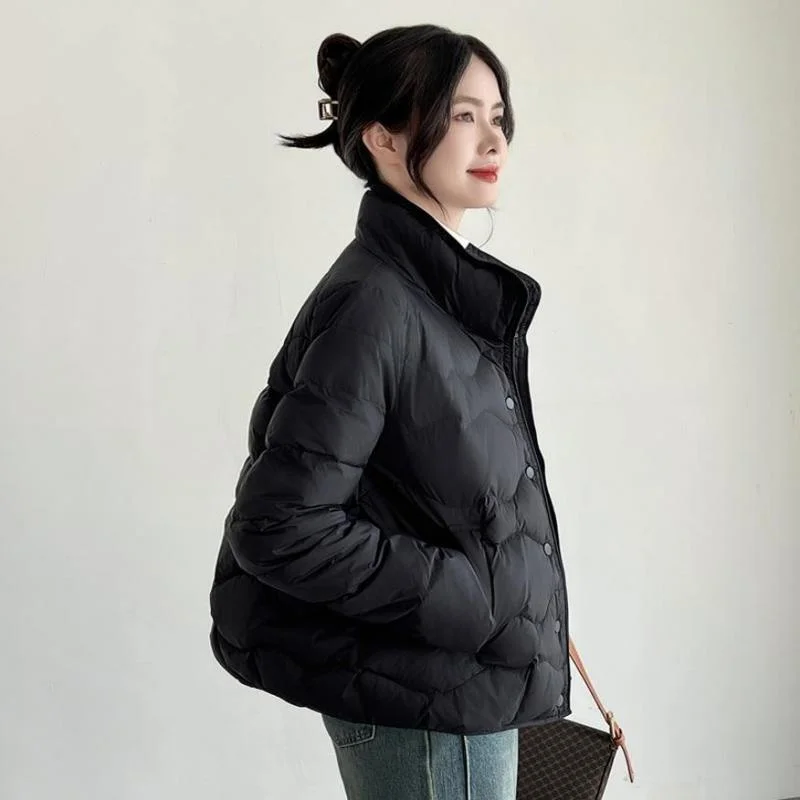 Women's ort down Jaet Du Feather New Stand Collar Winter Faion Slimming Warm Personali Outerwear Single Button