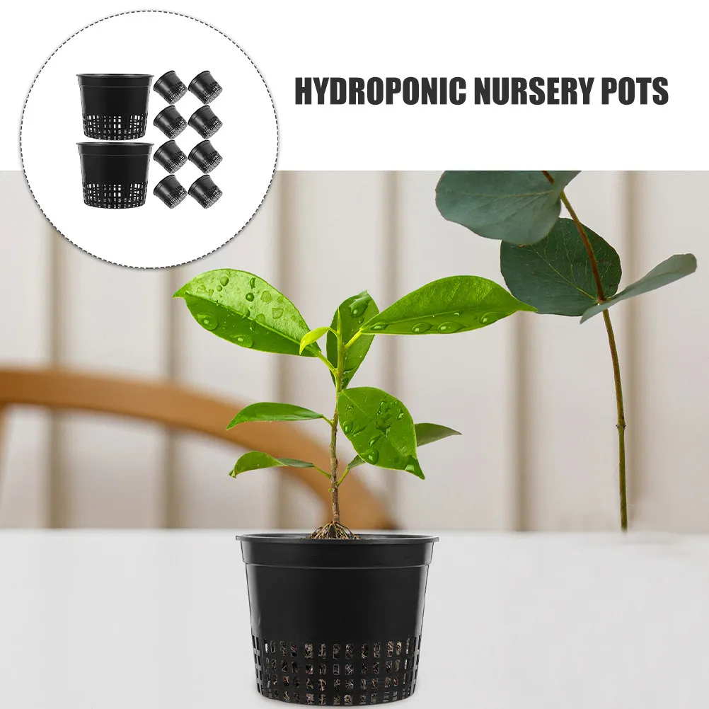 10Pcs Mesh Aquatic Planter Pots Hydroponic Grow Baskets for Balcony Gardens Slotted Plastic Net Cups Space Saving Root Aeration
