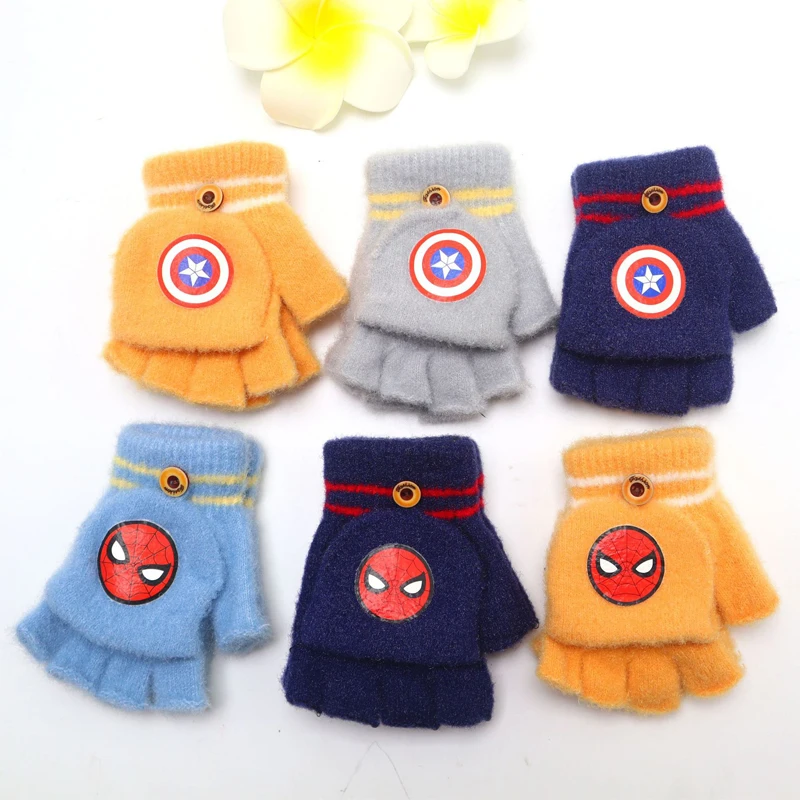 

1-3PSC Marvel Girls Gloves Adorable Anime Spider-Man Gloves Children's Warm Knitted Gloves Women's Birthday Gift Outdoor Winter