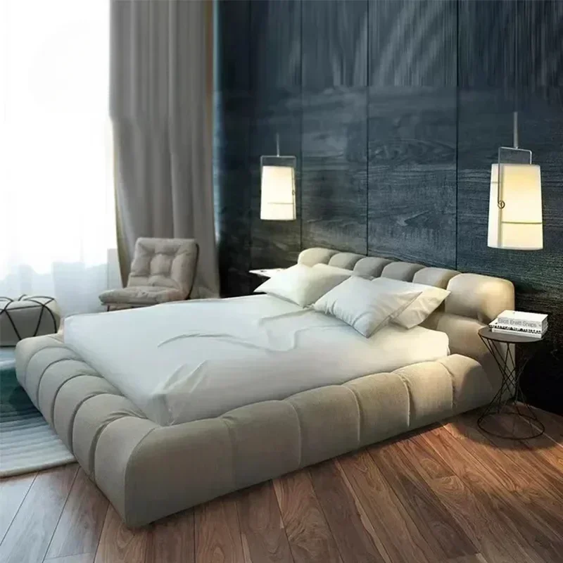 

Modern Italian Fabric Queen/King Size Bed Bedroom Furniture Set Soft Double Bed Leather High Quality Home Furniture
