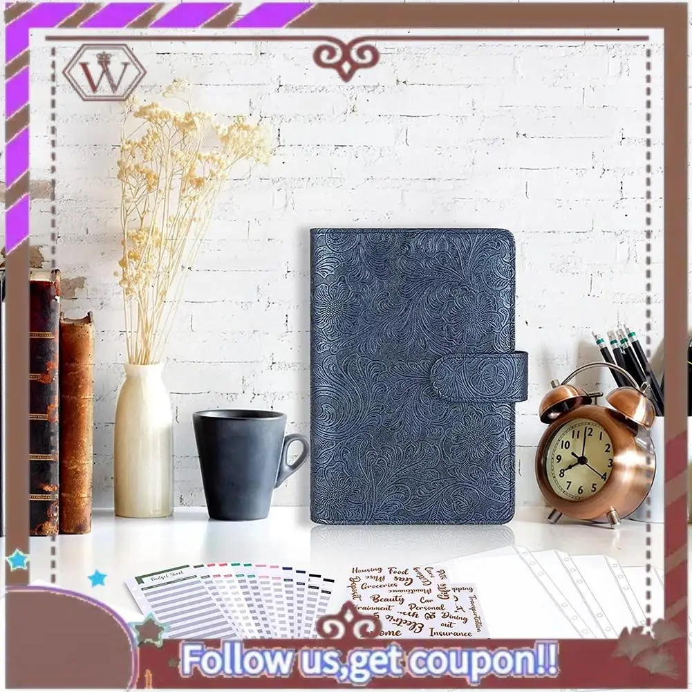 ABBG-Carpeta de presupuesto con sobres con cremallera,Sobre de efectivo para ahorrar dinero con 8 bolsillos transparentes,Carpeta de 6 anillas con 2 etiquetas adhesivas