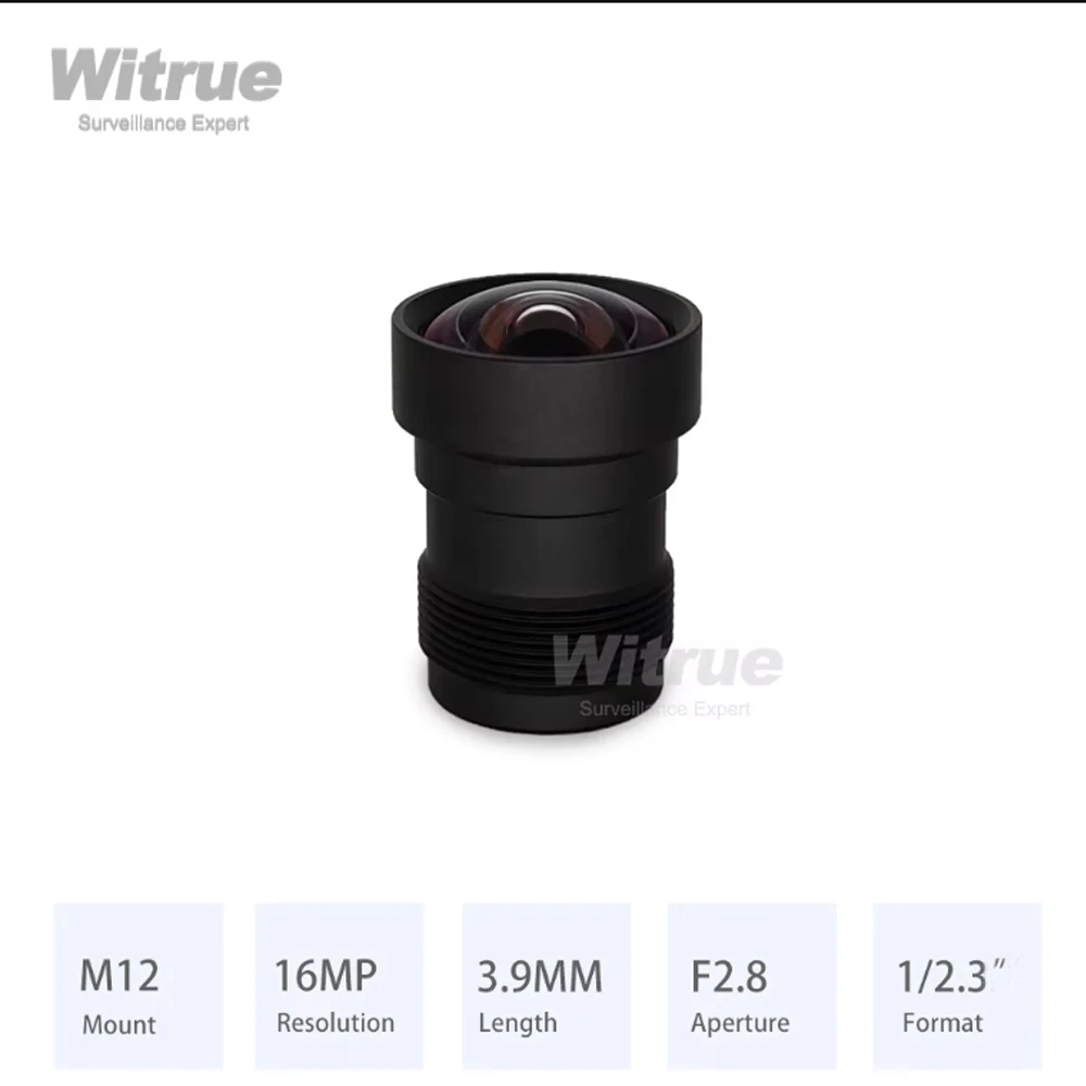 

Объектив Witrue CCTV HD 4K 16MP 3.9MM с креплением M12, без искажений, F2.8, 1/2.33, ИК-фильтр 650 нм для спортивных и видеонаблюдательных камер