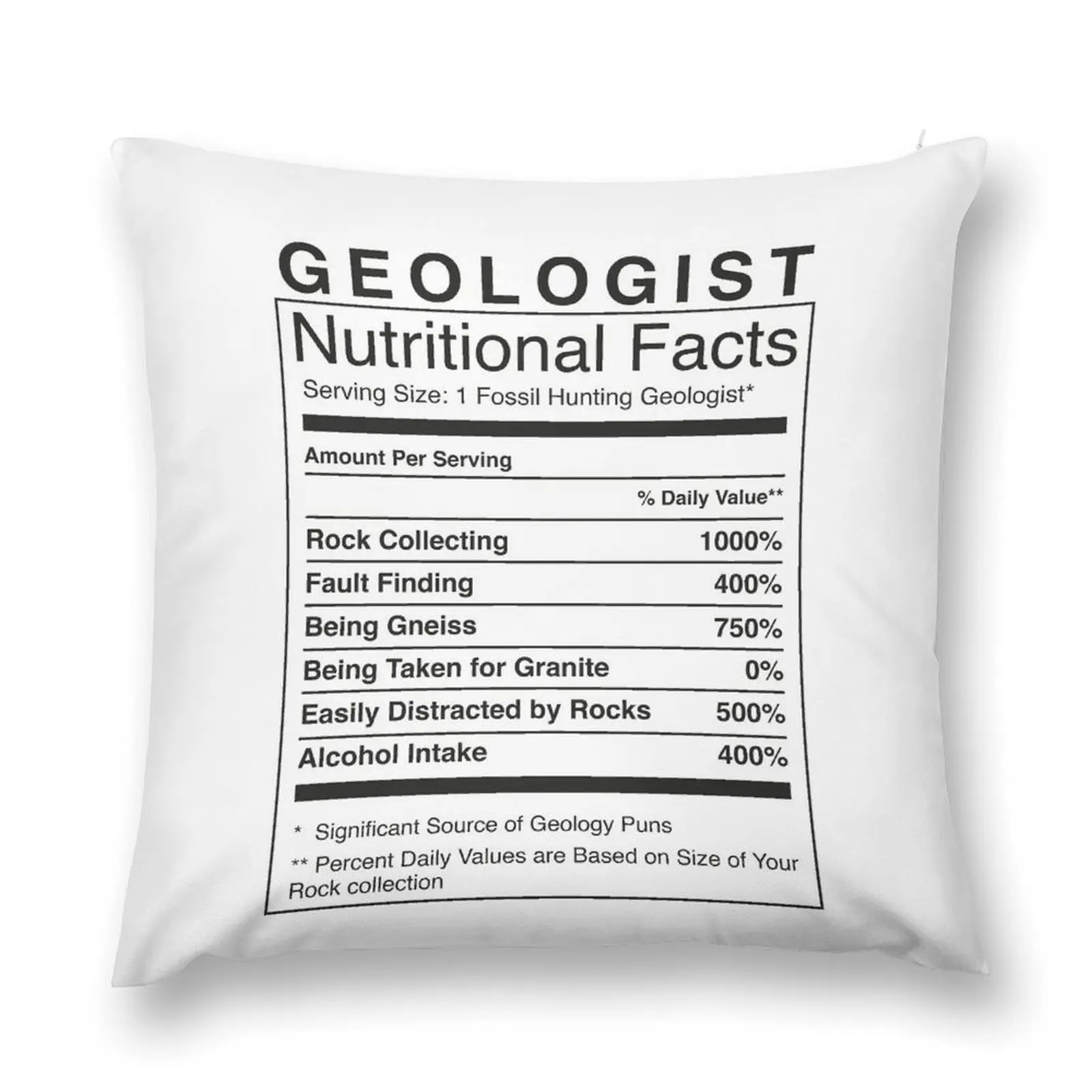 Geologist Nutritional Information Funny Geology Humour Throw Pillow Cushion Cover Luxury pillow