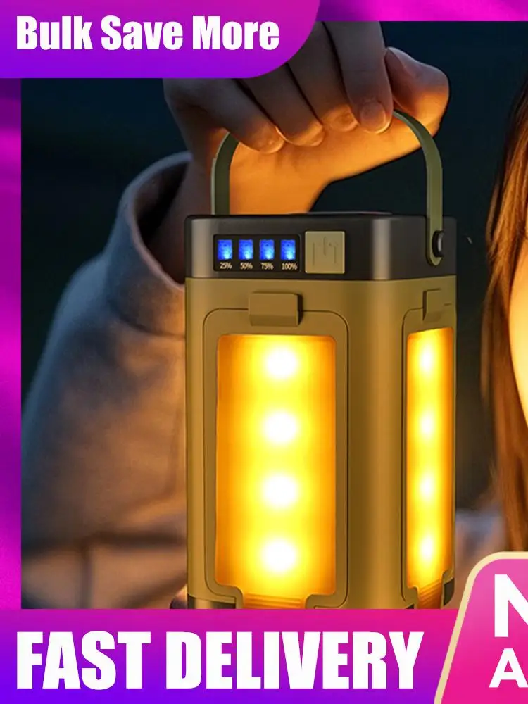 

Foldable Camping Light Power Bank Rechargeable Lantern Waterproof Portable Flashlight LED Tent Light for Camping Hiking