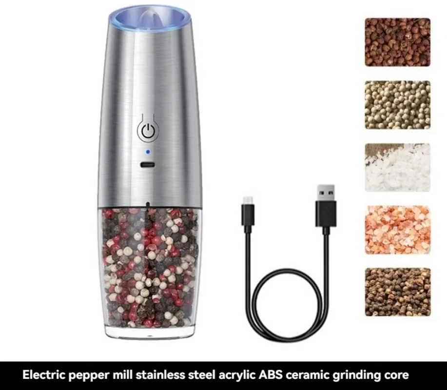 Kitchen USB Charging Pepper Grinder, Gravity Sensing Pepper Grinder, Electric Pepper Grinder