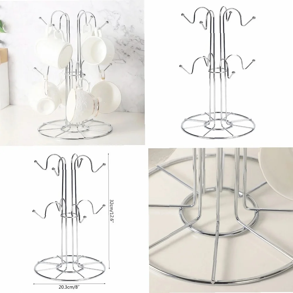 Tree Shape 8-Hole Mug Holder Coffee Cup Storage Rack for Countertop Kitchen Organizer Bar Accessory Dropshipping