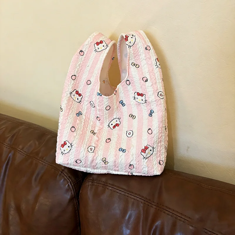 

Розовая мини-сумка-тоут с кошечкой, универсальная легкая сумка на запястье, маленькая сумка через плечо, студенческая сумка для поездок, милая и стильная сумка-тоут, женская сумка.