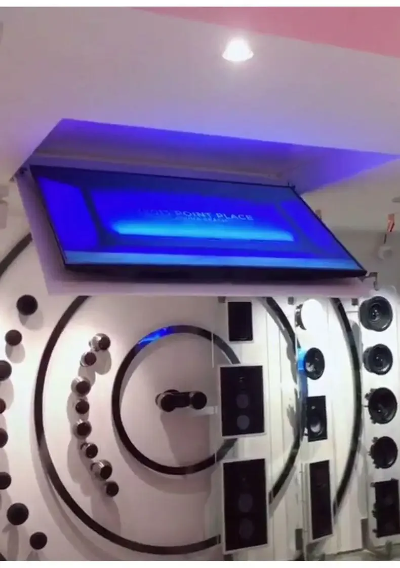 رفع مثبت على السقف بمحرك للتلفزيون المخفي ، قوس تلفزيون قابل للتعديل كهربائيًا لـ 32-70 بوصة مع جهاز تحكم عن بعد