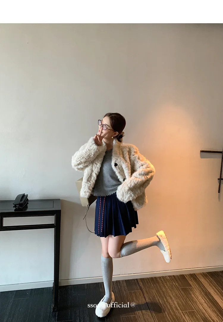 Women Faux Shearling Fur Coats Solid Fur Jackets Cotton Linen V Neck Long Sleeves Single Breasted Loose Fit Casual 2026 Winter