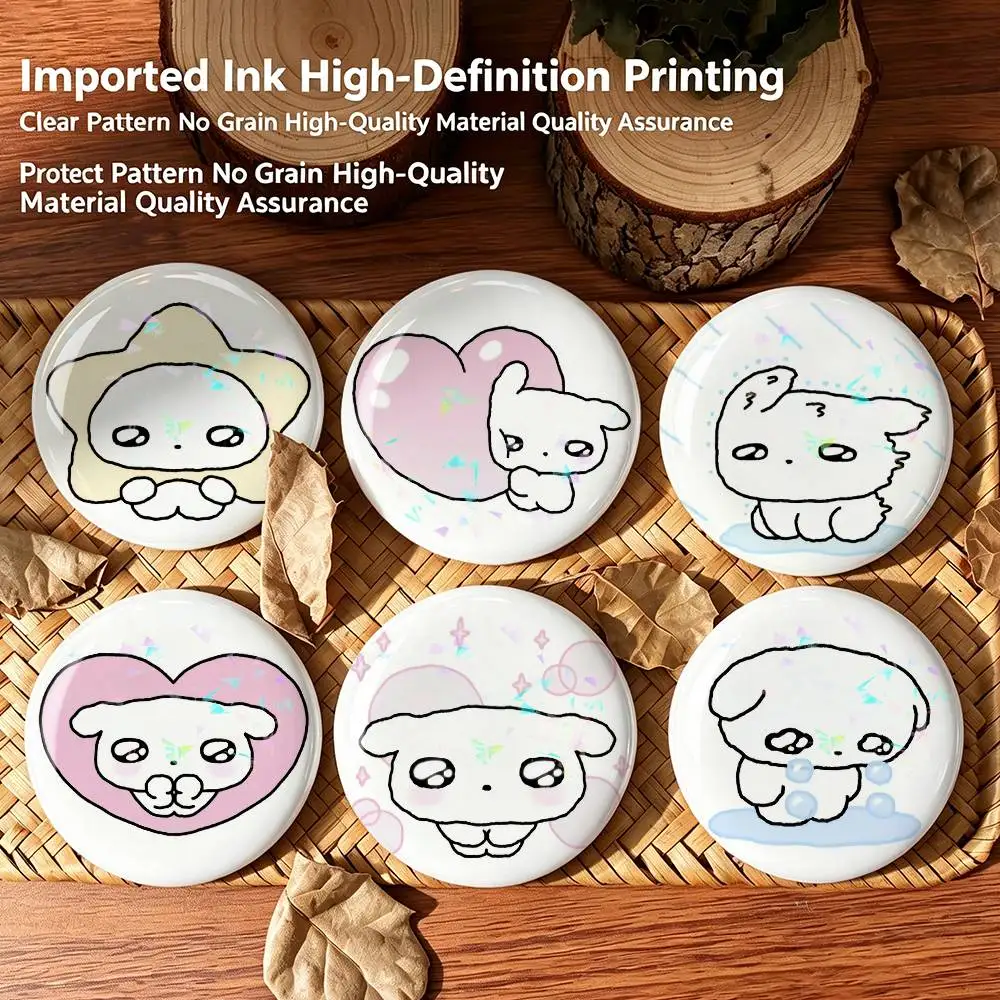 Korean U-Ujin Dog kkomi Custom Tinplate Round Button Badge Pins Brooches