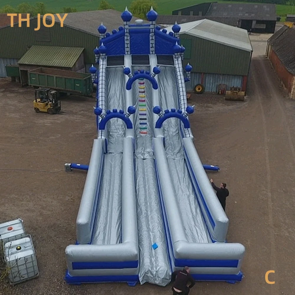 by ship to port, giant 46ft 14m Double lanes Inflatable Water Slide With Pool bouncy castle slip Slide for commercial rental