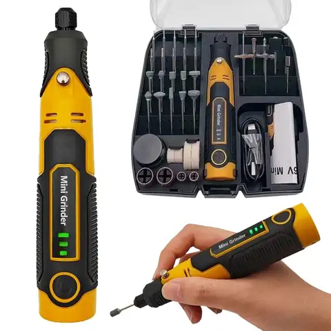 무선 미니 그라인더 3 속도 조절 가능 3.6V DIY 금속 그라인더 USB 충전 57 액세서리 전원 로타리 도구 키트
