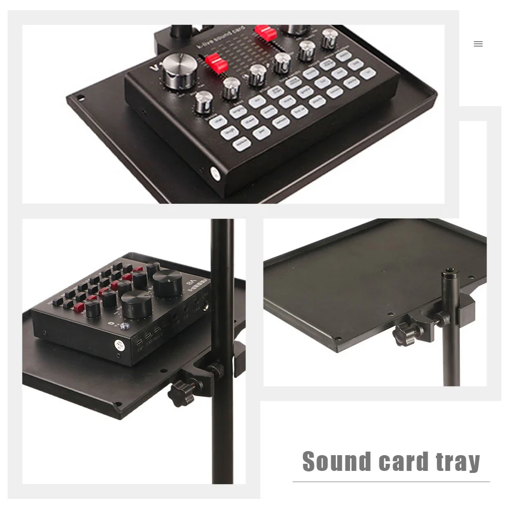 

2pcs Sound Card Trays Mic Stand Tray For Live Streaming Storage Rack Mic Cable Holder Live Sound Card Tray Microphone Mount