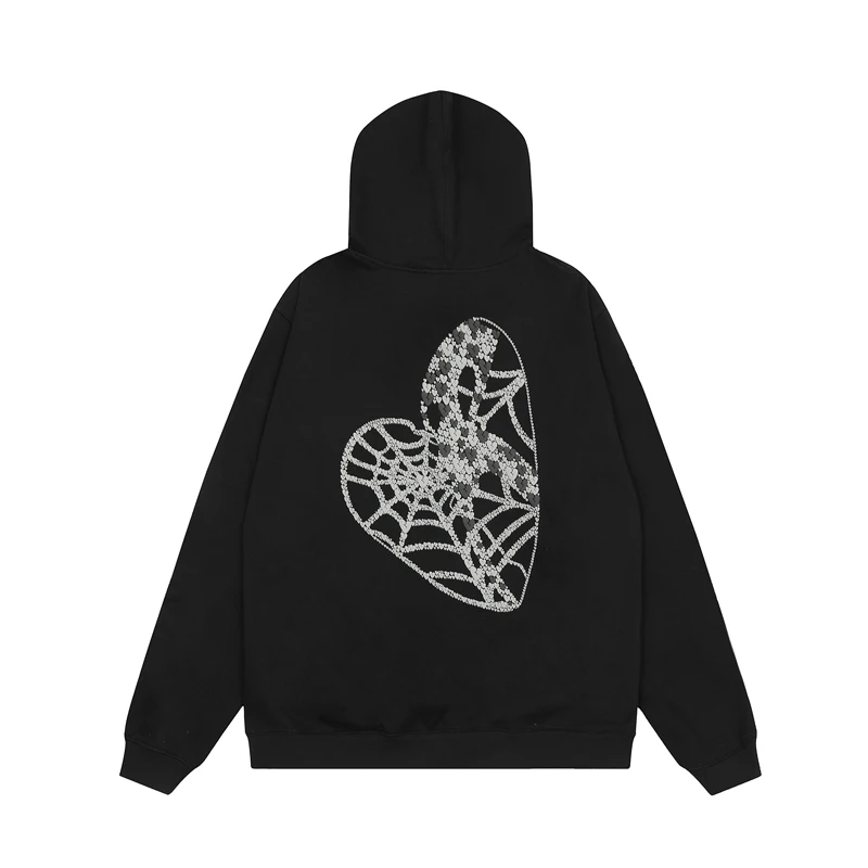 American Revenge Style Heart Embroidery Autumn Niche Vintage Loose Hip-hop Hoodie Sweatshirt Jacket