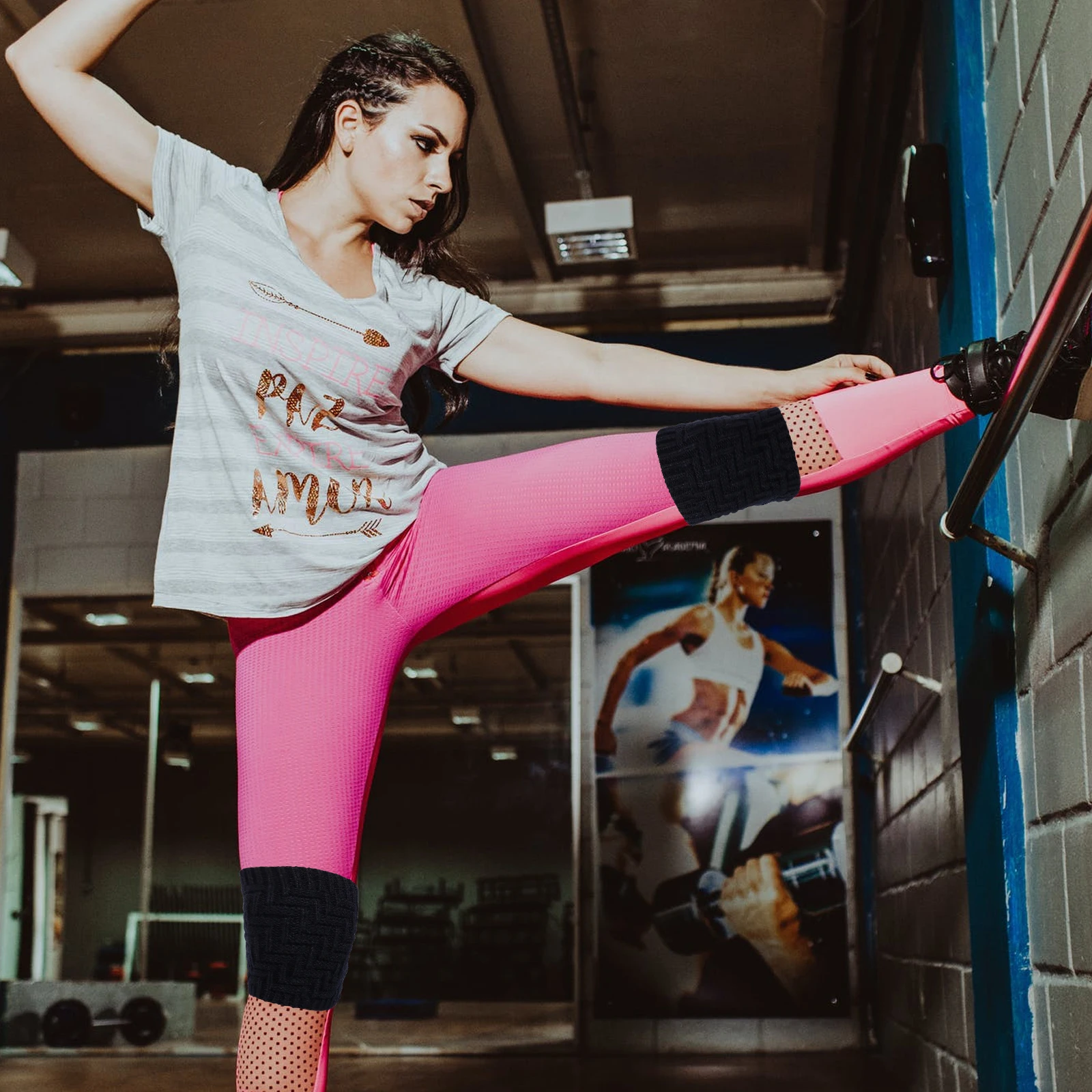 

Knitting Knee Sleeve Kneecap Women Compression Warm Cold Quick Drying Soft Belt Pads Brace Wraps Straps