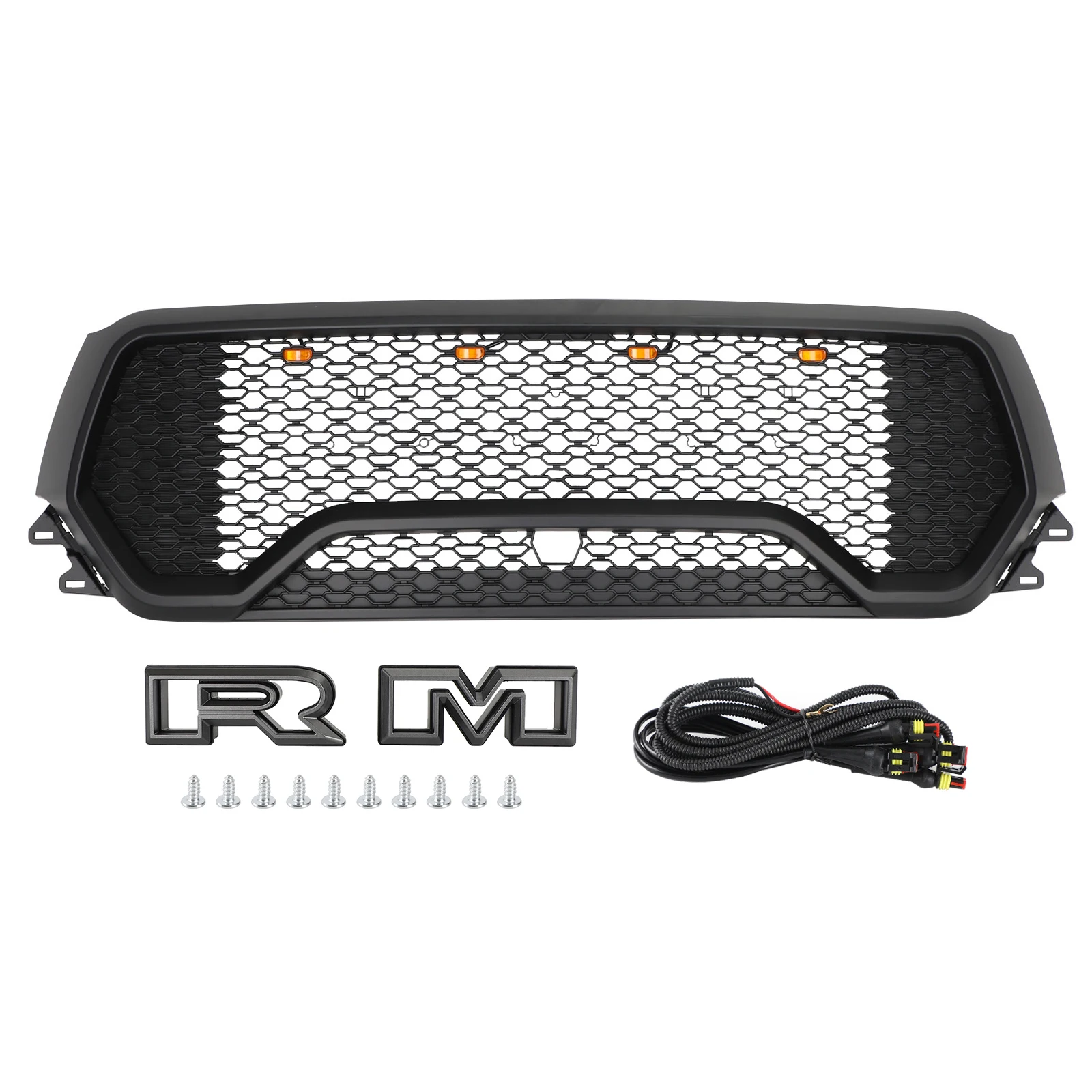 TRX Style LED Honeycomb Front Upper Hood Grille for Dodge Ram 1500 2019-2024